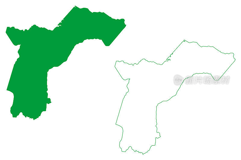 巴纳布乌市(Ceará state, municipality of Brazil, federal Republic of Brazil)地图矢量插图，涂鸦草图Banabuiú地图